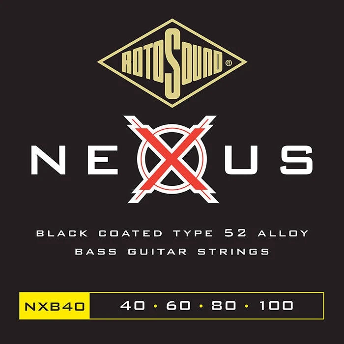 Rotosound Nexus Bass NXB40 Black Polymer Coated Tyep 52 Bass Strings 4-String Bass Strings (40-100) - Instrument Accessories