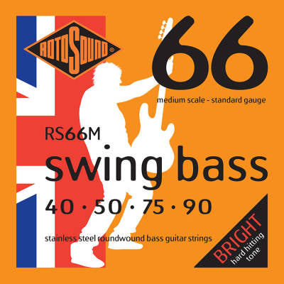 Rotosound Swing Bass 66 RS66M Stainless Steel Non Standard Scale Lengths 4-String Bass Strings (40-90) - Instrument Accessories