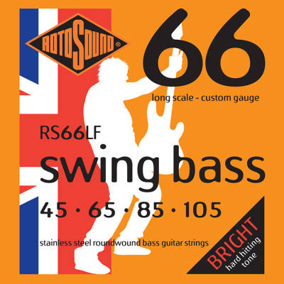 Rotosound Swing Bass 66 RS66LF Stainless Steel 4-String Bass Strings (45-105) - Instrument Accessories