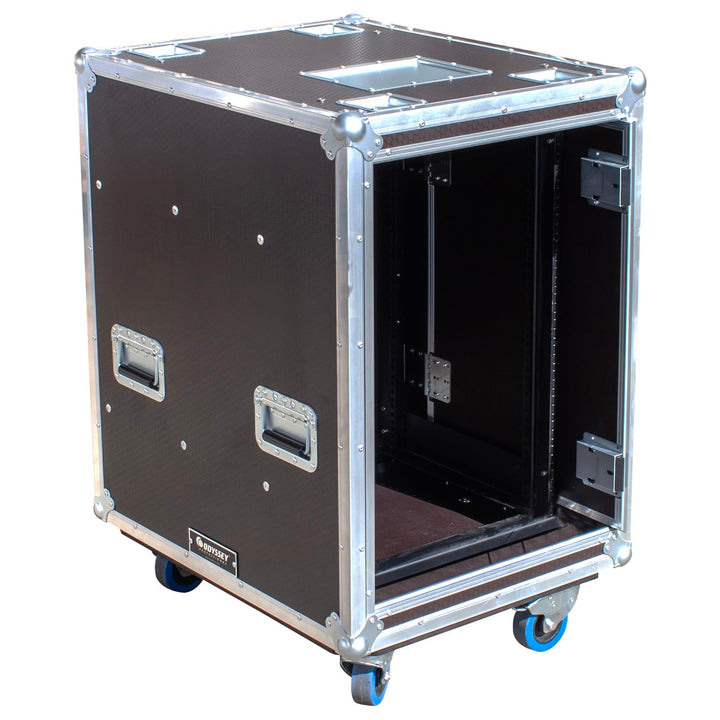 Odyssey Odyssey OPSR16U243039WBRN 16U Hex Board Slam Rack with Casters - 24x30x39 in Brown - Cases & Transport Accessories