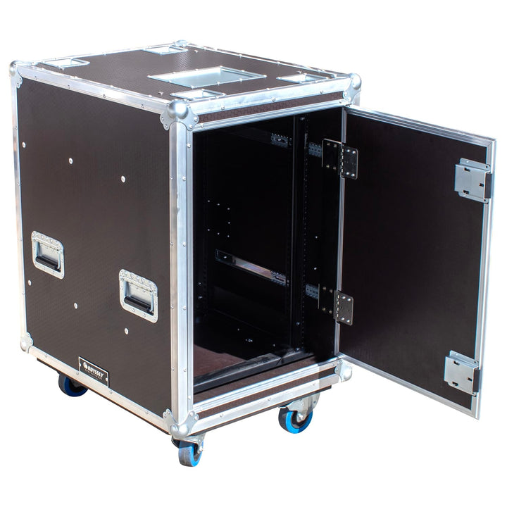 Odyssey Odyssey OPSR16U243039WBRN 16U Hex Board Slam Rack with Casters - 24x30x39 in Brown - Cases & Transport Accessories