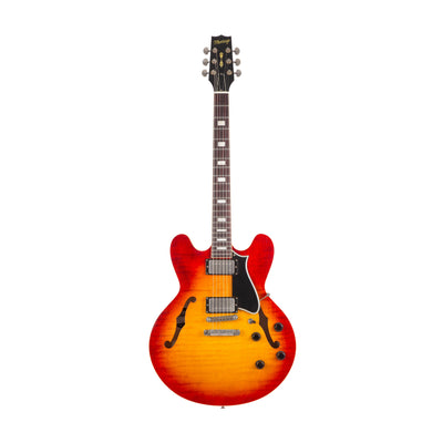 Heritage Guitars H-535 Custom Core Artisan Aged Semi-Hollow Electric Guitar (Dark Cherry Sunburst)