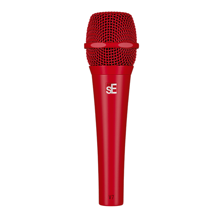SE Electronics V7-RED Studio-grade Handheld Microphone Supercardioid in Red – three-quarter right view