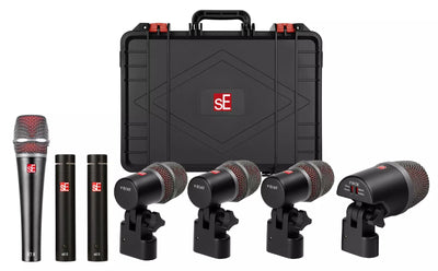 SE Electronics VPACK/ARENAB V Pack feat V Kick, 3 V Beat w/clamps, V7 X, Pair of sE8 with Case - Black – front view